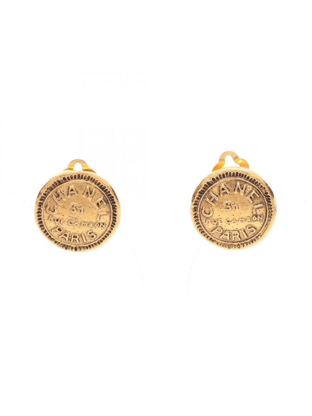Chanel Circle Logo Earring Gold Plated #272728C43B